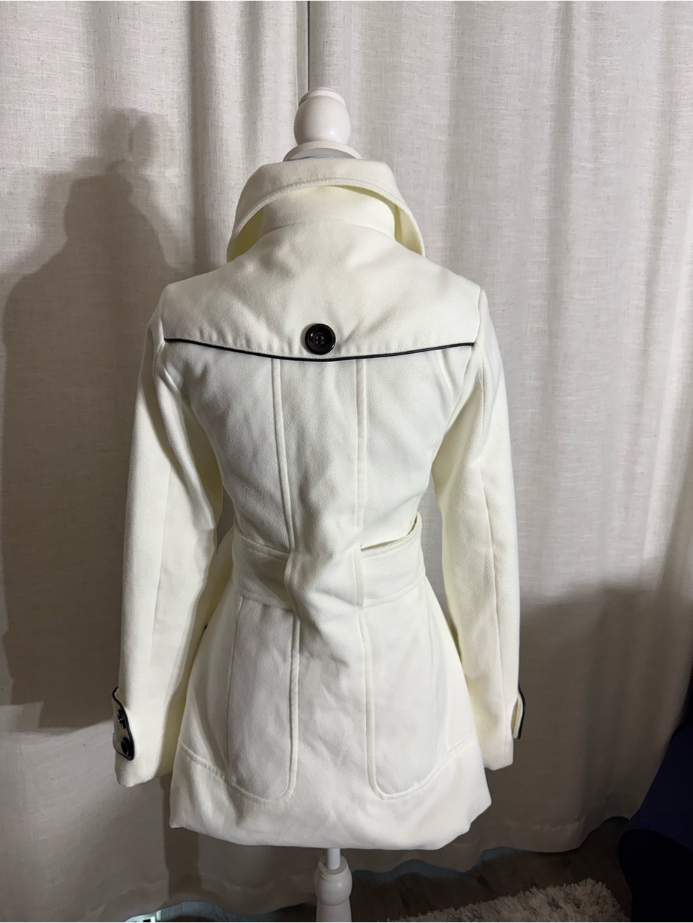 Rue 21 Women's Cream Trench Coat with Contrast Piping